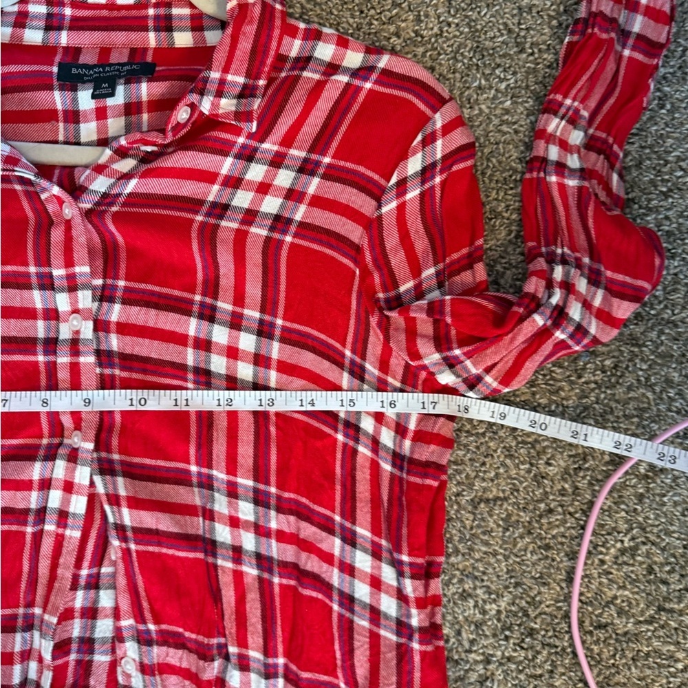 Banana Republic Red Plaid Shirt - Picture 5 of 6